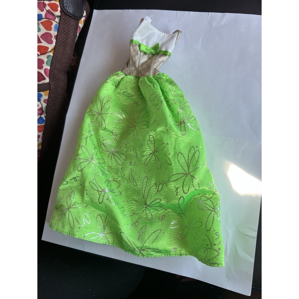 Barbie Maxi Dress‎ Tropical Splash 2000 Lime Green Gold Long Genuine Neon